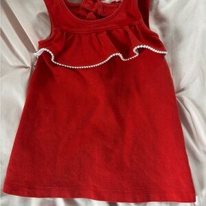 Janie and Jack Red Ruffle Tank Dress with White Trim